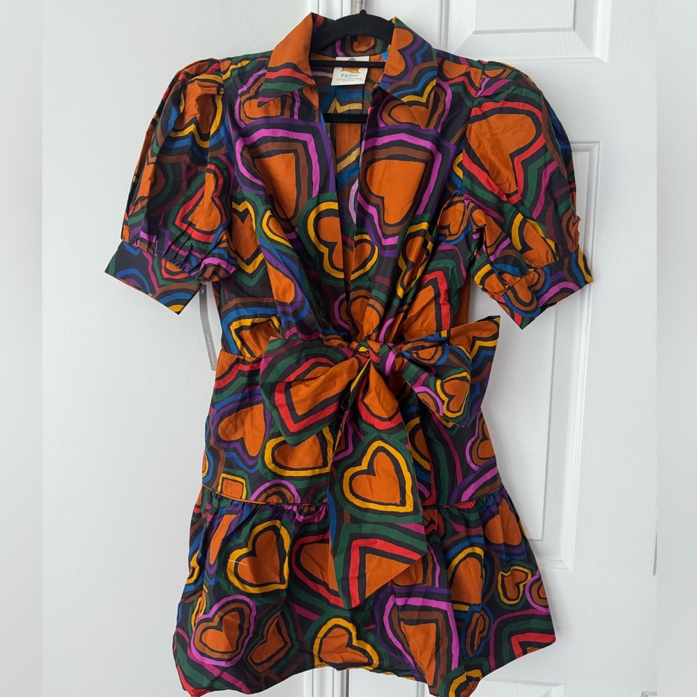 Farm Rio Heart Print Front-Bow Mini Dress - Picture 5 of 12